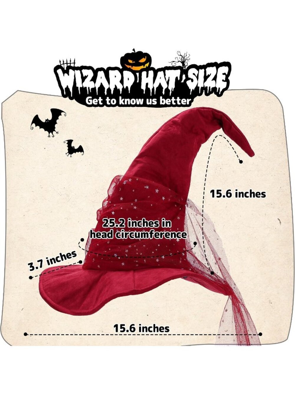Women's Wine Mesh Halloween Wizard Witch Hat Cosplay Costume Accessory For Party - Picture 3 of 7